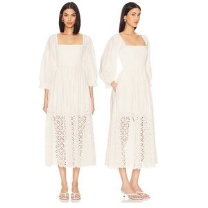 Free People Perfect Storm Smocked White Midi Dress